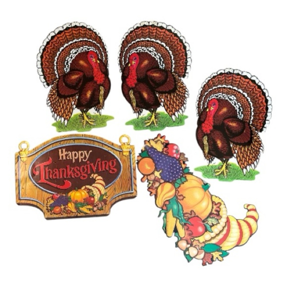 Vintage Beistle Thanksgiving Die Decorations Set of 5